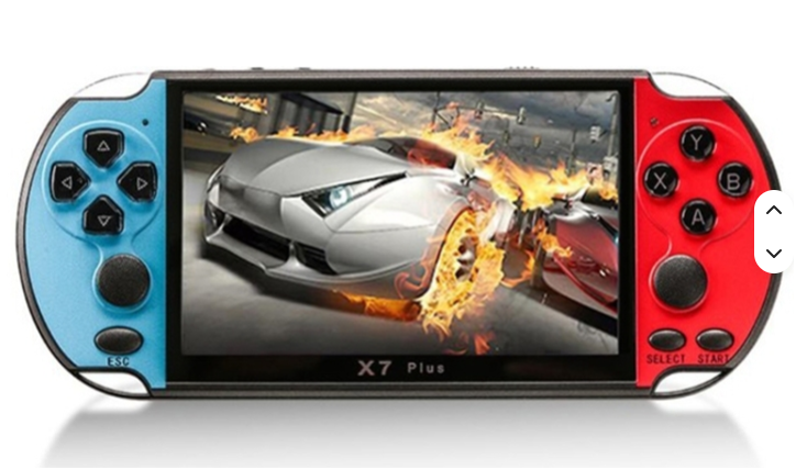 X7PLUS Video Game Console, 5.1-Inch Screen, Dual Joystick, Built-In Retro Games, Arcade Gaming System, Video & Music Support, AV Output