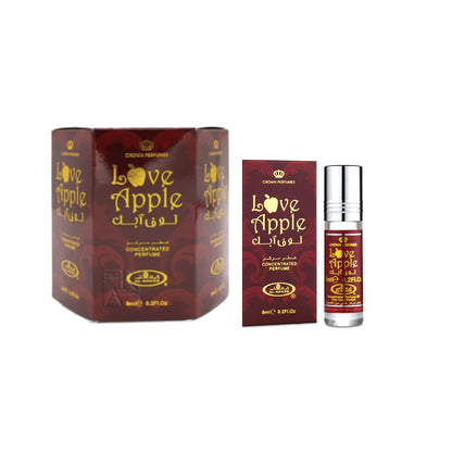 Al Rehab Love Apple Roll-On Perfume Oil 6ml x 6 Pack | Fruity Sweet Long Lasting Attar Unisex Arabic Non-Alcohol Fragrance Travel Size