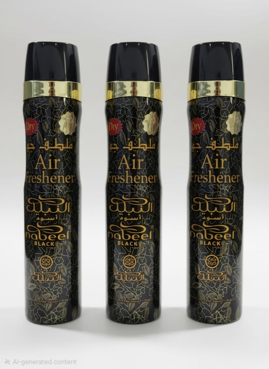 Nabeel Black Air Freshener 3 Piece Set | Long Lasting Arabian Home & Car Fragrance | Premium Oriental Scent Collection