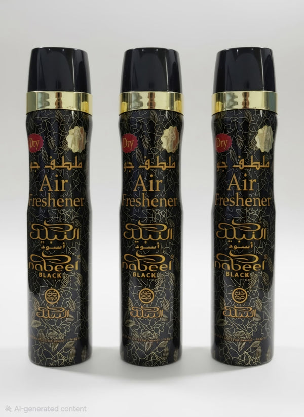 Nabeel Black Air Freshener 3 Piece Set | Long Lasting Arabian Home & Car Fragrance | Premium Oriental Scent Collection