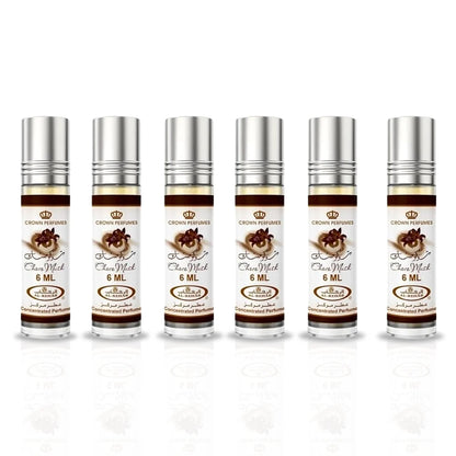 Al Rehab Choco Musk Concentrated Perfume Oil CPO 6ml x 6 Pack | Sweet Gourmand Chocolate Vanilla Long Lasting Roll-On Attar Unisex Arabic Non-Alcohol Fragrance Travel Size