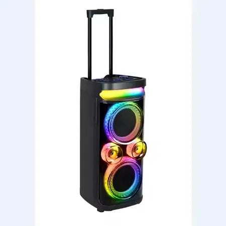 KOLAV Dual 6.5" Woofer Trolley Party Speaker with Dual Wireless Microphones & Remote
