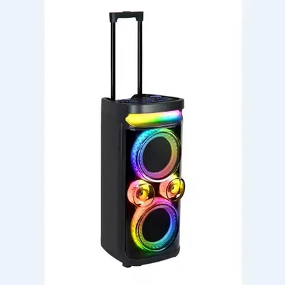KOLAV Dual 6.5" Woofer Trolley Party Speaker with Dual Wireless Microphones & Remote