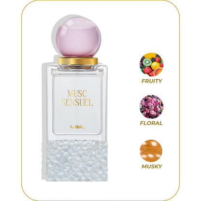 Ajmal Musc Sensuel Eau de Parfum, Unisex Fragrance, Musky Floral Perfume with Soft Powdery, Woody &amp; Warm Accords