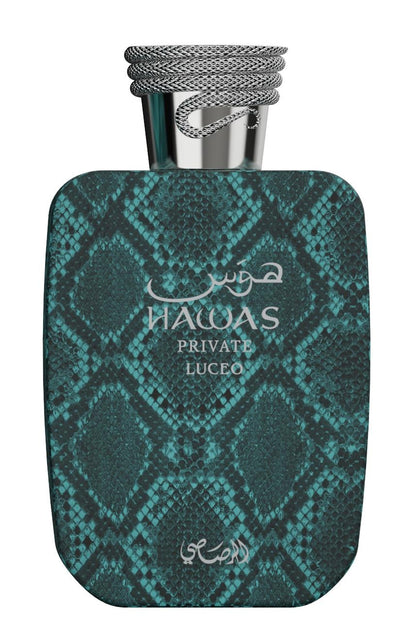 Rasasi Hawas Private Luceo Extrait de Parfum 100ml (3.4 Fl Oz) | Unisex Citrus Woody Spicy Fragrance with Bergamot, Lemon, Ginger, Magnolia, Cardamom &amp; Amber
