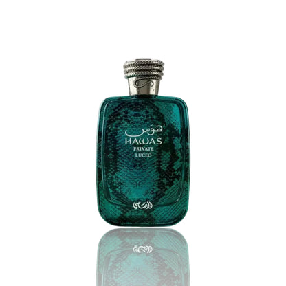 Rasasi Hawas Private Luceo Extrait de Parfum 100ml (3.4 Fl Oz) | Unisex Citrus Woody Spicy Fragrance with Bergamot, Lemon, Ginger, Magnolia, Cardamom &amp; Amber