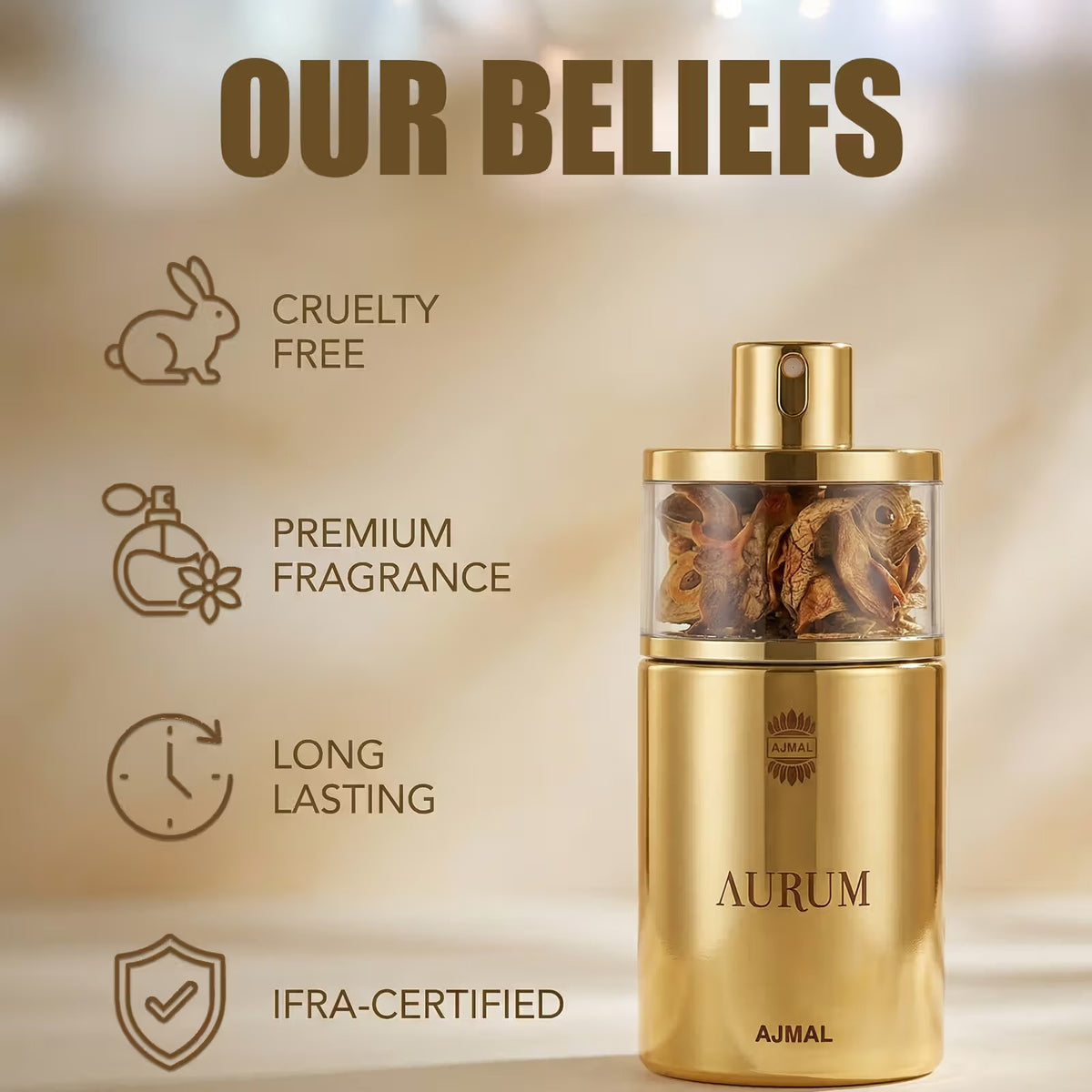 Ajmal Aurum Eau de Parfum for Women 75ml (2.53 Fl Oz) | Floral Fruity Oriental Perfume with Raspberry, Lemon, Gardenia, Jasmine, Amber, Vanilla &amp; Musk