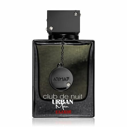 Armaf Club De Nuit Urban Man Elixir Eau de Parfum for Men, 105ml (3.6 Fl Oz), Woody Aromatic Fragrance with Grapefruit, Pink Pepper, Saffron, Lavender, Jasmine, Amber, Patchouli &amp; Cedar