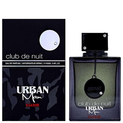 Armaf Club De Nuit Urban Man Elixir Eau de Parfum for Men, 105ml (3.6 Fl Oz), Woody Aromatic Fragrance with Grapefruit, Pink Pepper, Saffron, Lavender, Jasmine, Amber, Patchouli &amp; Cedar