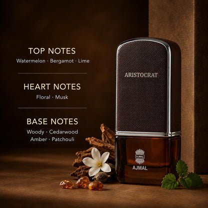 Ajmal Aristocrat Eau de Parfum for Men, 75ml (2.5 Fl Oz), Woody Aromatic Fragrance with Fresh, Fruity, Floral, Spicy, Woody, Amber &amp; Musk Accords