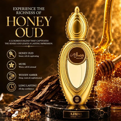 Ajmal Wisal Dhahab Eau de Parfum for Unisex, 50ml (1.7 Fl Oz), Fruity Woody Fragrance with Fruity, Floral, Spicy, Woody, Amber &amp; Musk Accords
