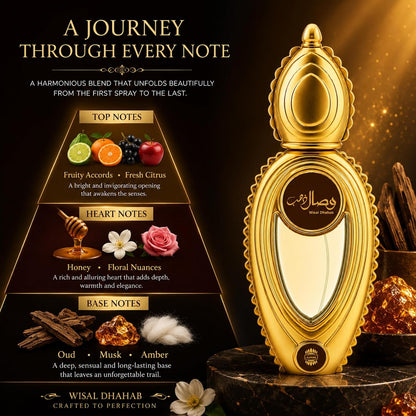 Ajmal Wisal Dhahab Eau de Parfum for Unisex, 50ml (1.7 Fl Oz), Fruity Woody Fragrance with Fruity, Floral, Spicy, Woody, Amber &amp; Musk Accords