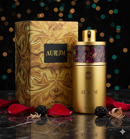 Ajmal Aurum Eau de Parfum for Women 75ml (2.53 Fl Oz) | Floral Fruity Oriental Perfume with Raspberry, Lemon, Gardenia, Jasmine, Amber, Vanilla &amp; Musk