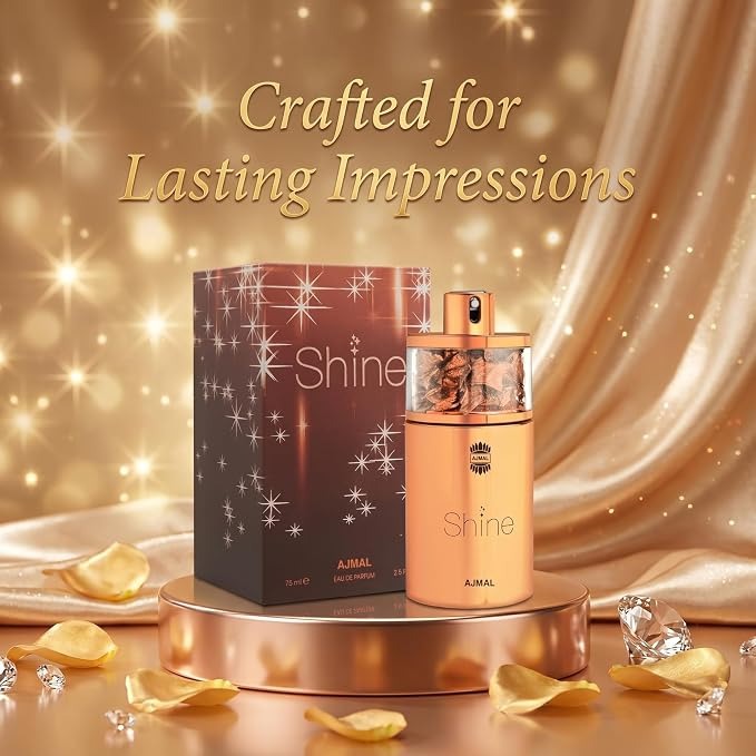 Ajmal Shine Eau de Parfum for Women, Fruity Rose Powdery Perfume, Elegant Feminine Fragrance with Vibrant Fruity Notes, Romantic Rose &amp; Soft Powdery Accords