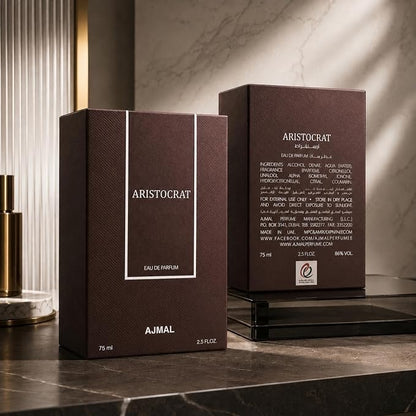 Ajmal Aristocrat Eau de Parfum for Men, 75ml (2.5 Fl Oz), Woody Aromatic Fragrance with Fresh, Fruity, Floral, Spicy, Woody, Amber &amp; Musk Accords