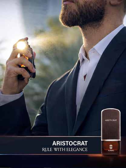 Ajmal Aristocrat Eau de Parfum for Men, 75ml (2.5 Fl Oz), Woody Aromatic Fragrance with Fresh, Fruity, Floral, Spicy, Woody, Amber &amp; Musk Accords