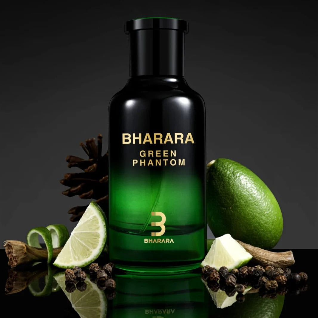 Bharara Green Phantom Eau de Parfum 100ml (3.4 Fl Oz) | Unisex Woody Aromatic Perfume with Citrus, Blackcurrant, Rose, Green Apple, Vetiver &amp; Cedarwood