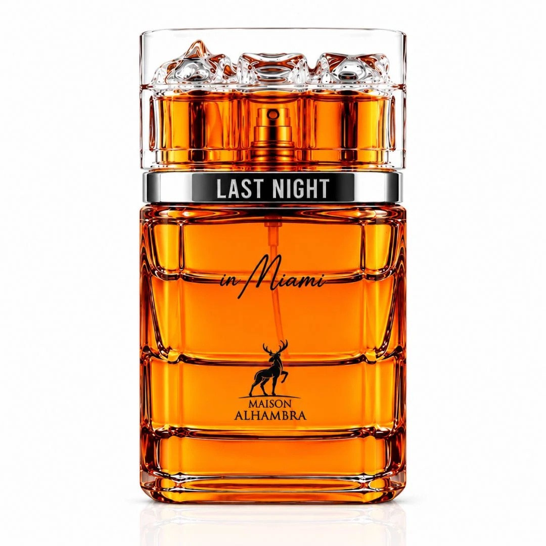 Maison Alhambra Last Night in Miami Eau de Parfum Spray 100ml (3.4 Fl Oz) | Mandarin, Orange, Cognac, Rose, Plum, Orange Blossom, Coffee, Saffron &amp; Patchouli | Unisex Fragrance