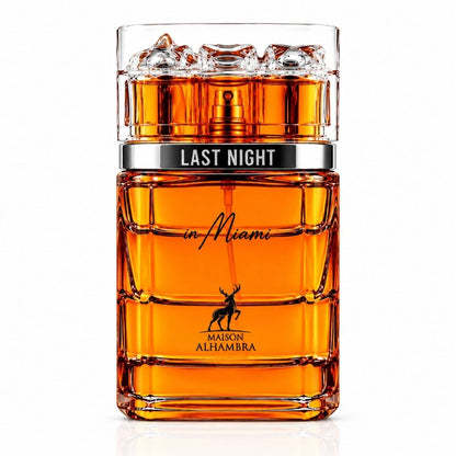 Maison Alhambra Last Night in Miami Eau de Parfum Spray 100ml (3.4 Fl Oz) | Mandarin, Orange, Cognac, Rose, Plum, Orange Blossom, Coffee, Saffron &amp; Patchouli | Unisex Fragrance