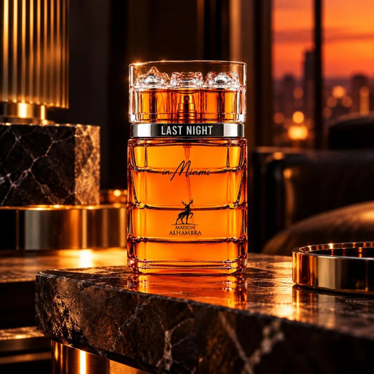 Maison Alhambra Last Night in Miami Eau de Parfum Spray 100ml (3.4 Fl Oz) | Mandarin, Orange, Cognac, Rose, Plum, Orange Blossom, Coffee, Saffron &amp; Patchouli | Unisex Fragrance