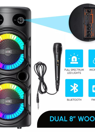 Audiobox Dual 8" Lightweight Party Speaker with Wired Microphone