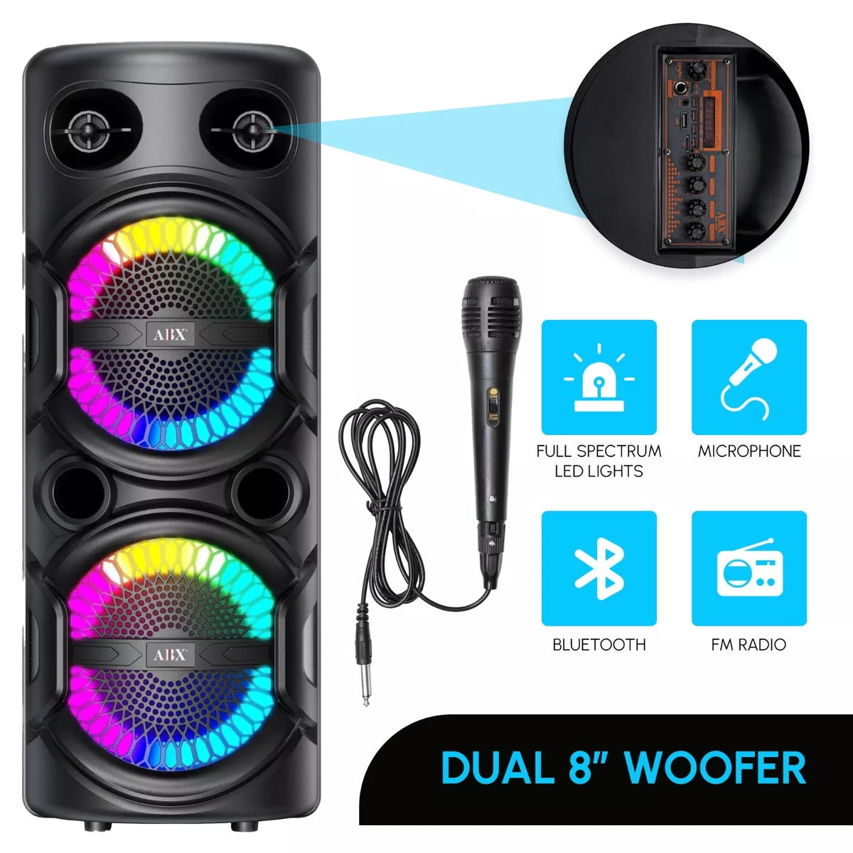 Audiobox Dual 8" Lightweight Party Speaker with Wired Microphone