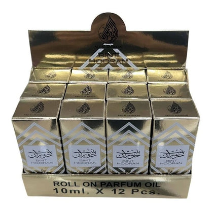 Ard Al Zaafaran Bint Hooran Roll-On Perfume Oil 10ml x 12 Pack | Floral Musky Long Lasting Arabic Attar Unisex Non-Alcohol Fragrance Travel Size