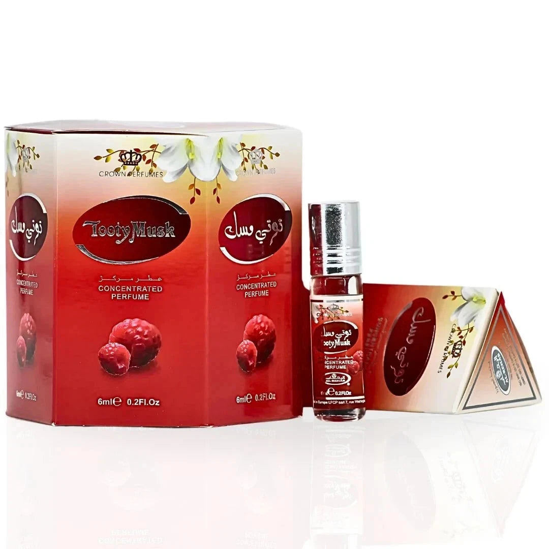 Al Rehab Tooty Musk Perfume Oil 6ml x 6 Pack | Fruity Sweet Musky Long Lasting Roll-On Attar Unisex Arabic Non-Alcohol Fragrance Travel Size