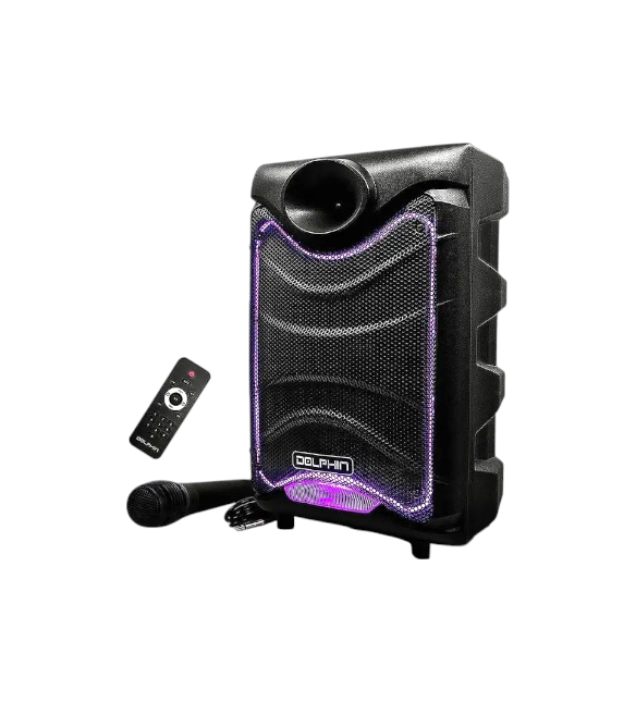 Dolphin 8" Heavy-Duty Handy Party Speaker with Wired Microphone & Remote