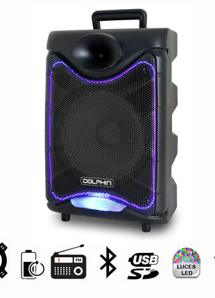 Dolphin 8" Heavy-Duty Handy Party Speaker with Wired Microphone & Remote