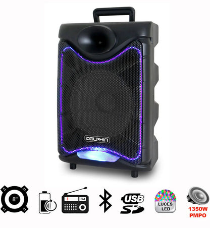 Dolphin 8" Heavy-Duty Handy Party Speaker with Wired Microphone & Remote